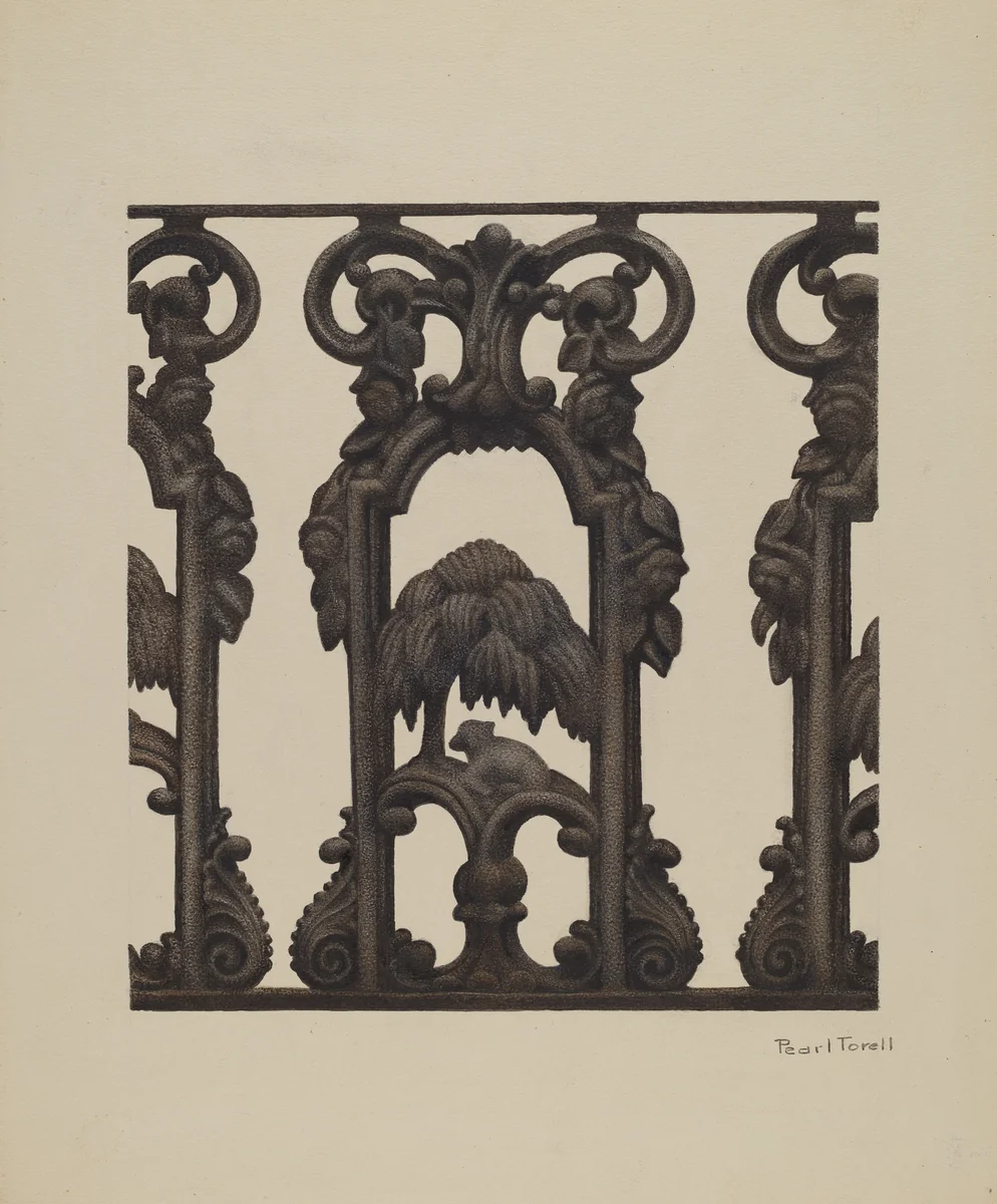 Cast Iron Fence by Pearl Torell, index of american design, 1939