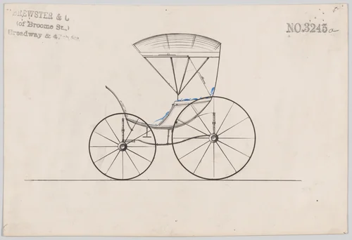 Design for Pony Phaeton, no. 3245a by Brewster & Co., drawing, 1876