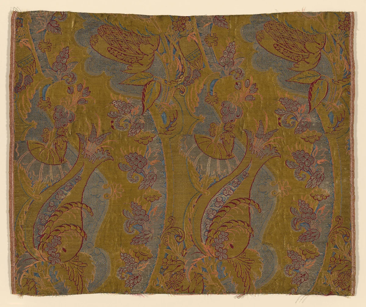 Panel (Dress Fabric) by France or England, textile, 1706-1716