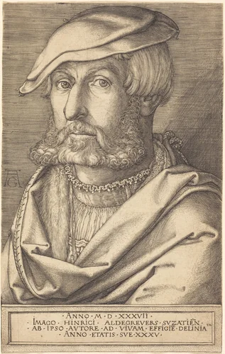 Self-Portrait by Heinrich Aldegrever, print, 1537