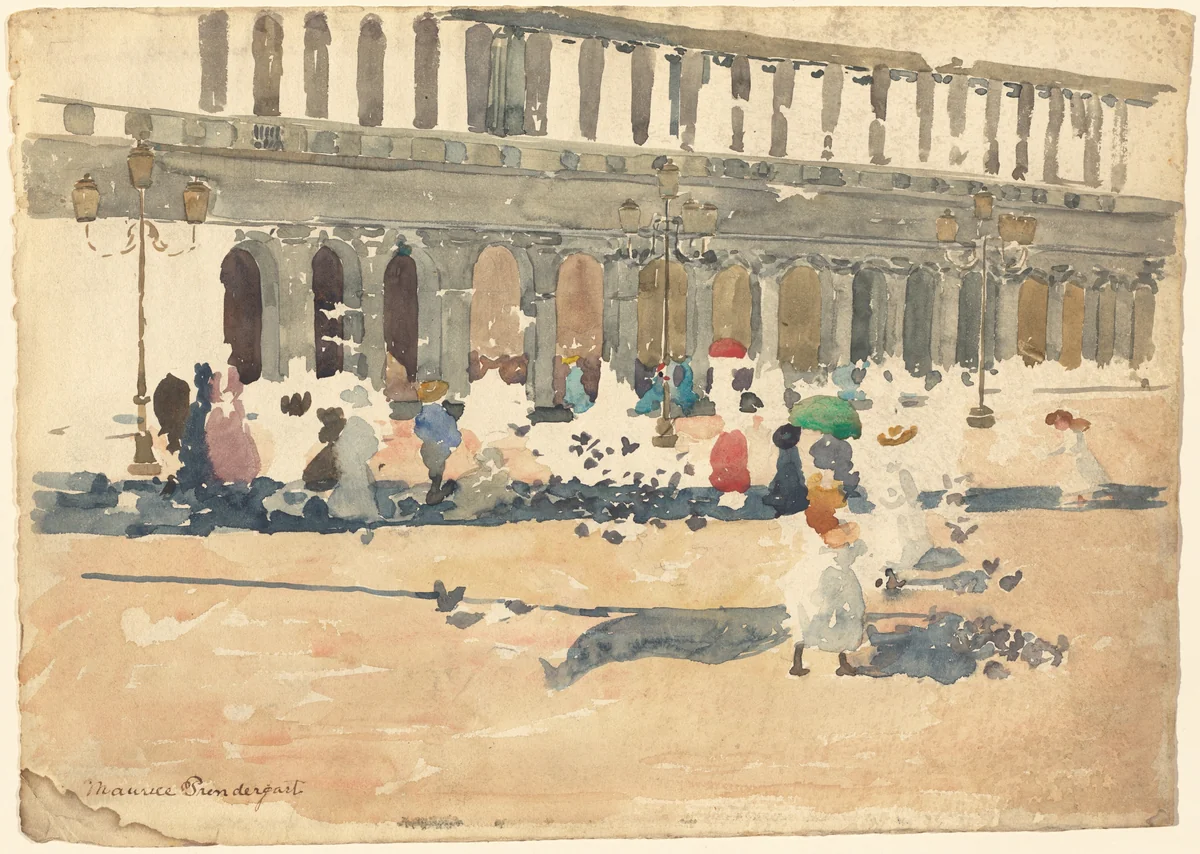 Caffè Florian in Venice by Maurice Prendergast, drawing, 1898-1899