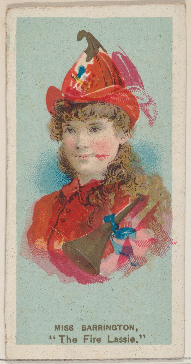 Miss Barrington as "The Fire Lassie," from the series Fancy Dress Ball Costumes (N73) for Duke brand cigarettes by W. Duke, Sons & Co., print, 1889