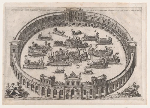 Roman Naval Battle, from "Speculum Romanae Magnificentiae" by anonymous, print, 1530-1580