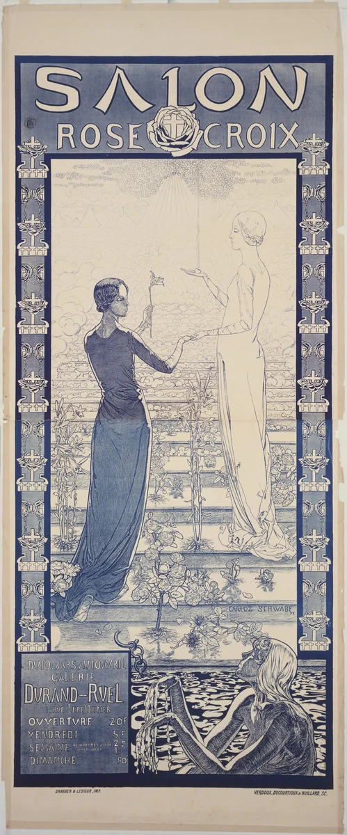 Poster for the First Salon de la Rose+Croix by Carlos Schwabe, design, 1892
