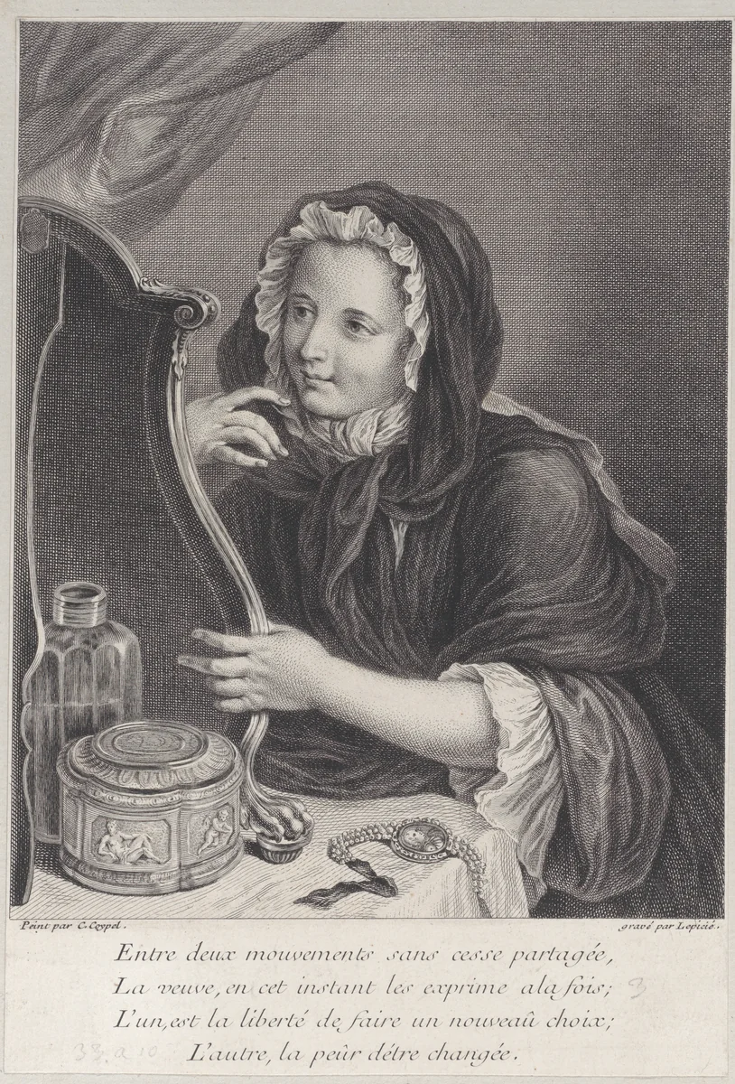 The Coquettish Widow by Bernard Lepicié, print, 1724