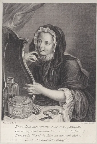 The Coquettish Widow by Bernard Lepicié, print, 1724