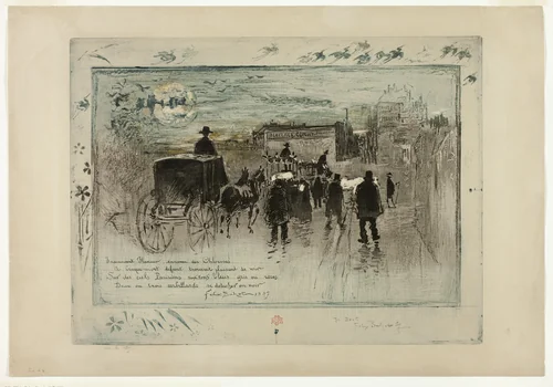 Funeral Procession on the Boulevard Clichy by Félix Hilaire Buhot, print, 1887