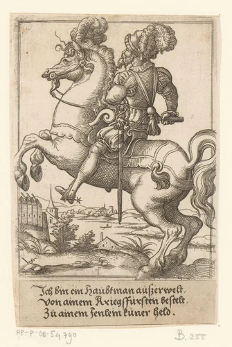 Kapitein te paard by Unknown, print, 1524-1562