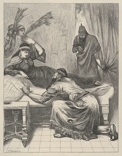 Esther Denouncing Haman, from "Dalziels' Bible Gallery" by Edward Frederick Brewtnall, print, 1865-1881