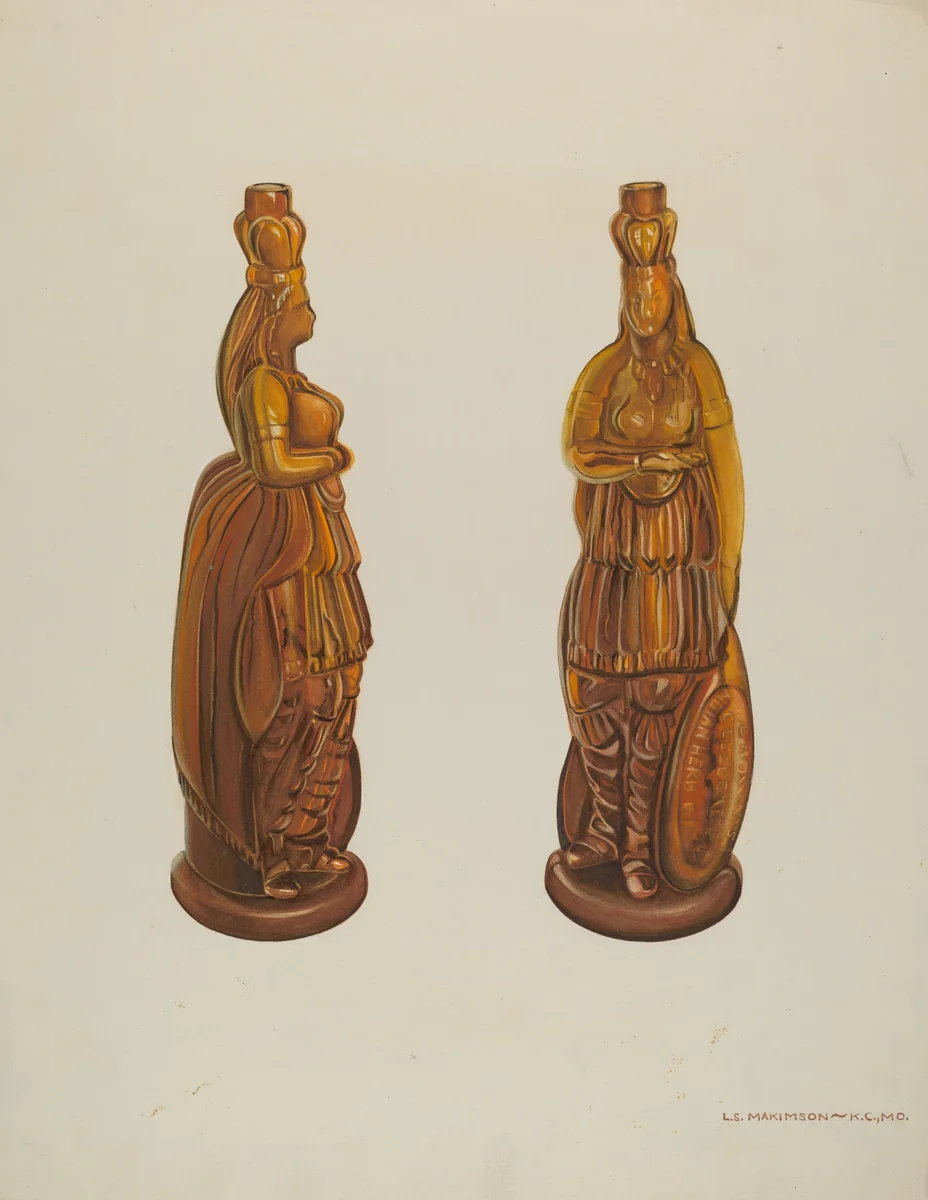 Indian Bottle (Medicine Bottle) by Lorraine S. Makimson, index of american design, 1935-1942