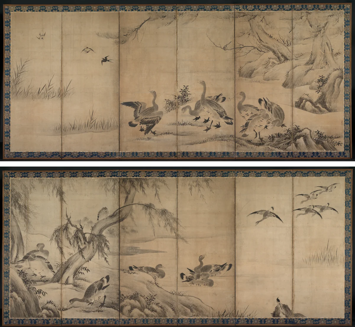 Wild Geese by Kano Sanraku (狩野山楽), painting, 1580-1635