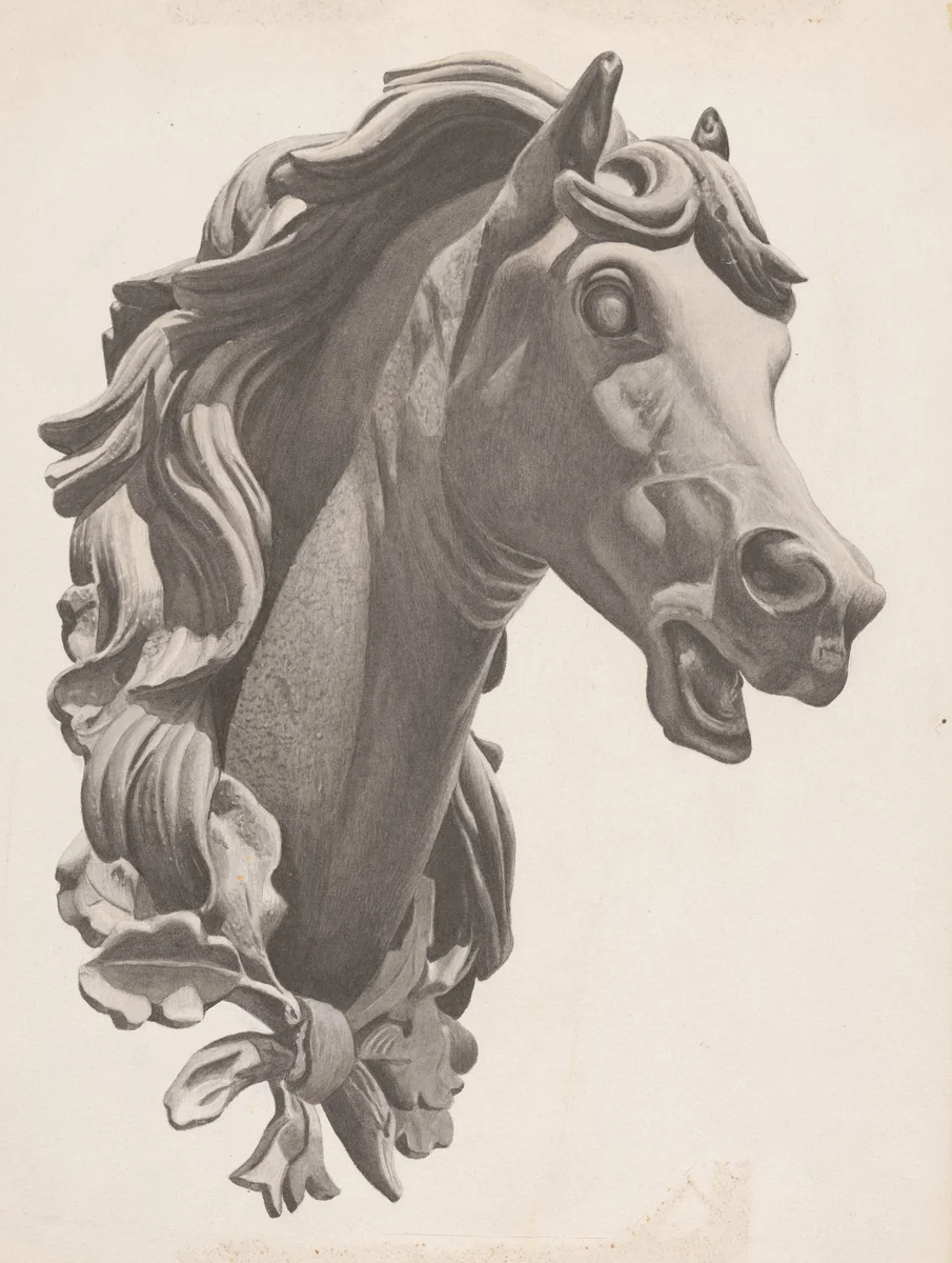 Decorative Horse's Head by Albert Ryder, index of american design, 1938