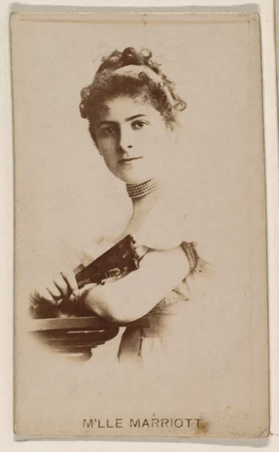 M'lle Marriott, from the Actresses series (N245) issued by Kinney Brothers to promote Sweet Caporal Cigarettes by Kinney Brothers Tobacco Company, photograph, 1890