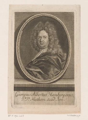 Portret van Georg Albrecht Hamberger by Martin Bernigeroth, print, 1715