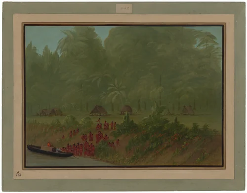 A Yahua Village by George Catlin, painting, 1854-1869