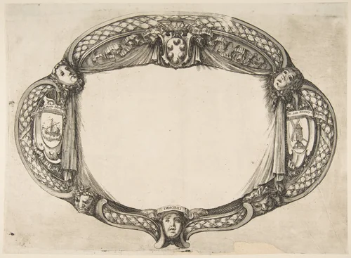 Ornament Design for a Thesis on the Device: Quest' un soccorso by Stefano della Bella, print, 1651-1661
