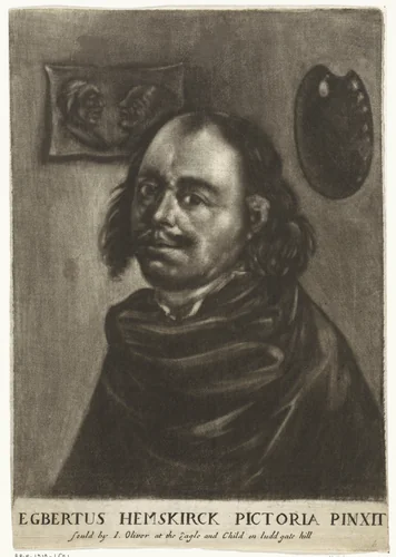 Zelfportret van Egbert van Heemskerck by anonymous, print, 1644-1750