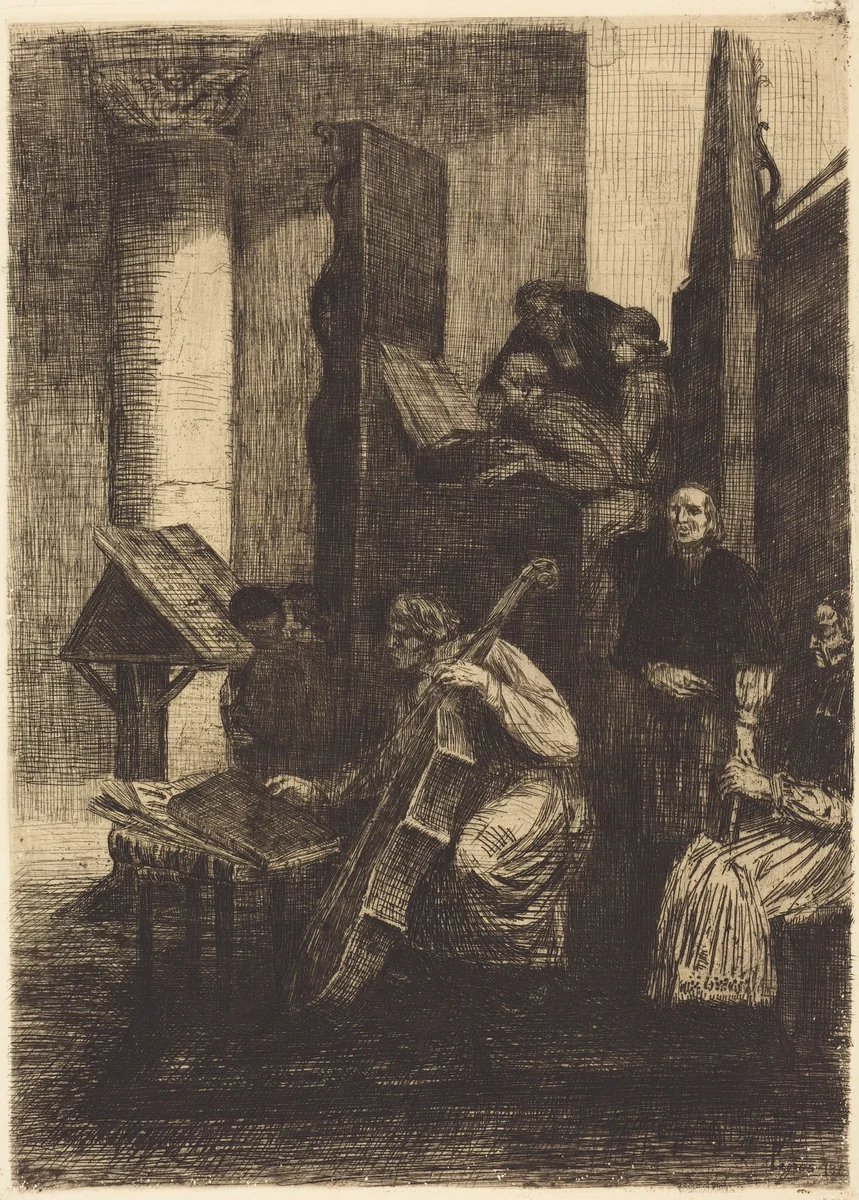 Choir in a Spanish Church (Le choeur d'une eglise espagnole) by Alphonse Legros, print, 1860