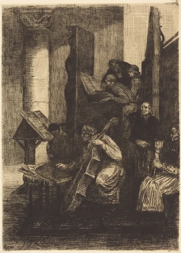 Choir in a Spanish Church (Le choeur d'une eglise espagnole) by Alphonse Legros, print, 1860