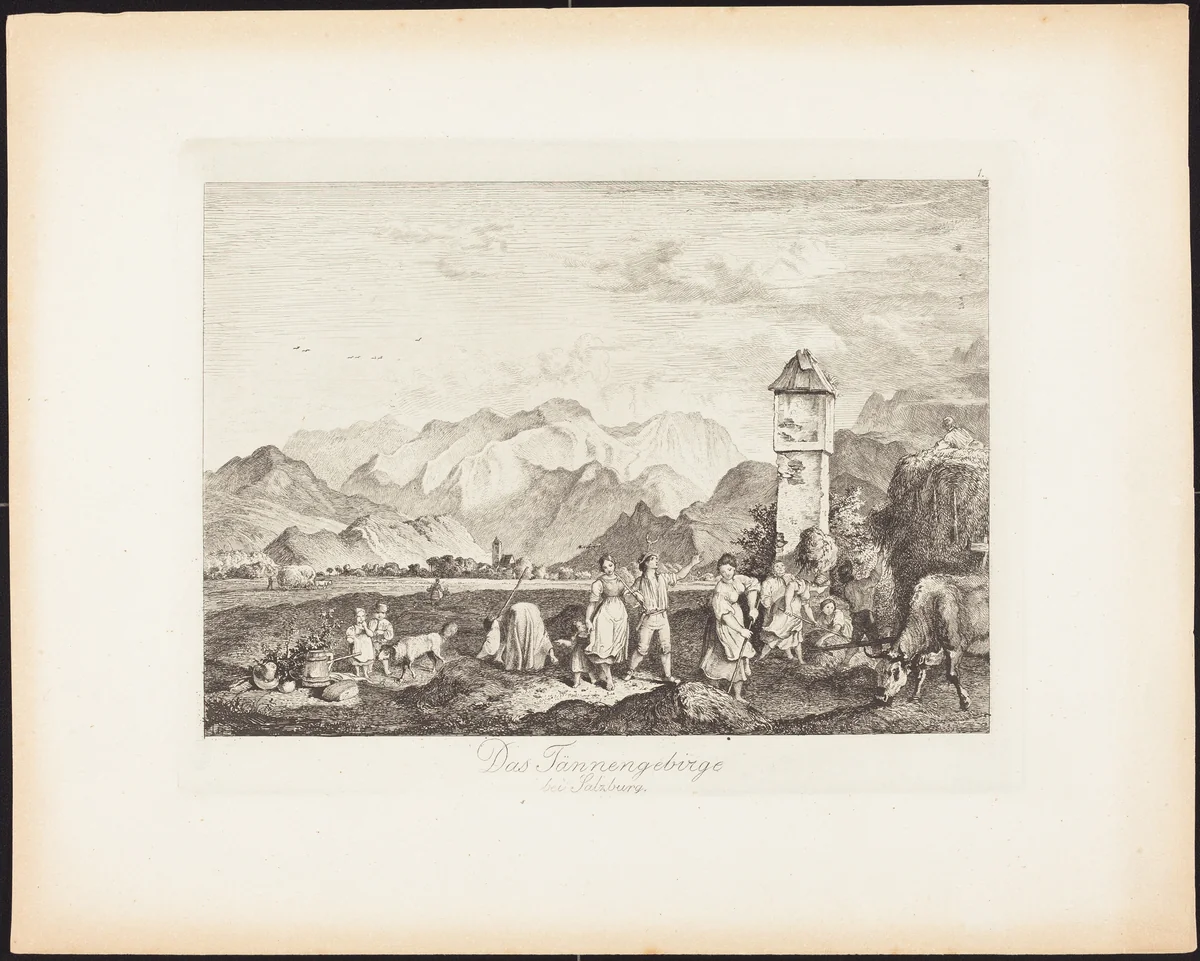 Das Tännengebirge bei Salzburg (The Tännengebirge near Salzburg) by Ludwig Richter, print, 1830