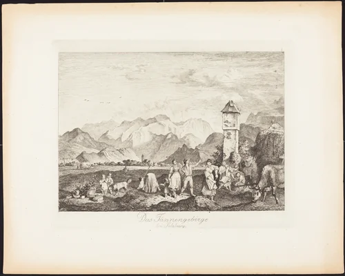 Das Tännengebirge bei Salzburg (The Tännengebirge near Salzburg) by Ludwig Richter, print, 1830