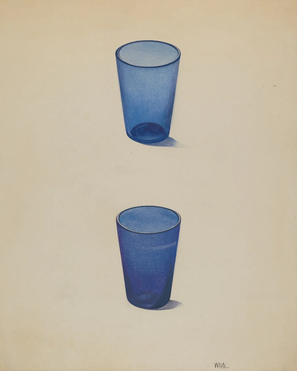 Whiskey Glasses (Cobalt) by Edward White, index of american design, 1937