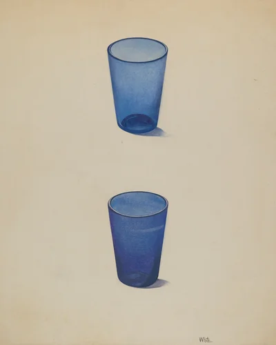 Whiskey Glasses (Cobalt) by Edward White, index of american design, 1937