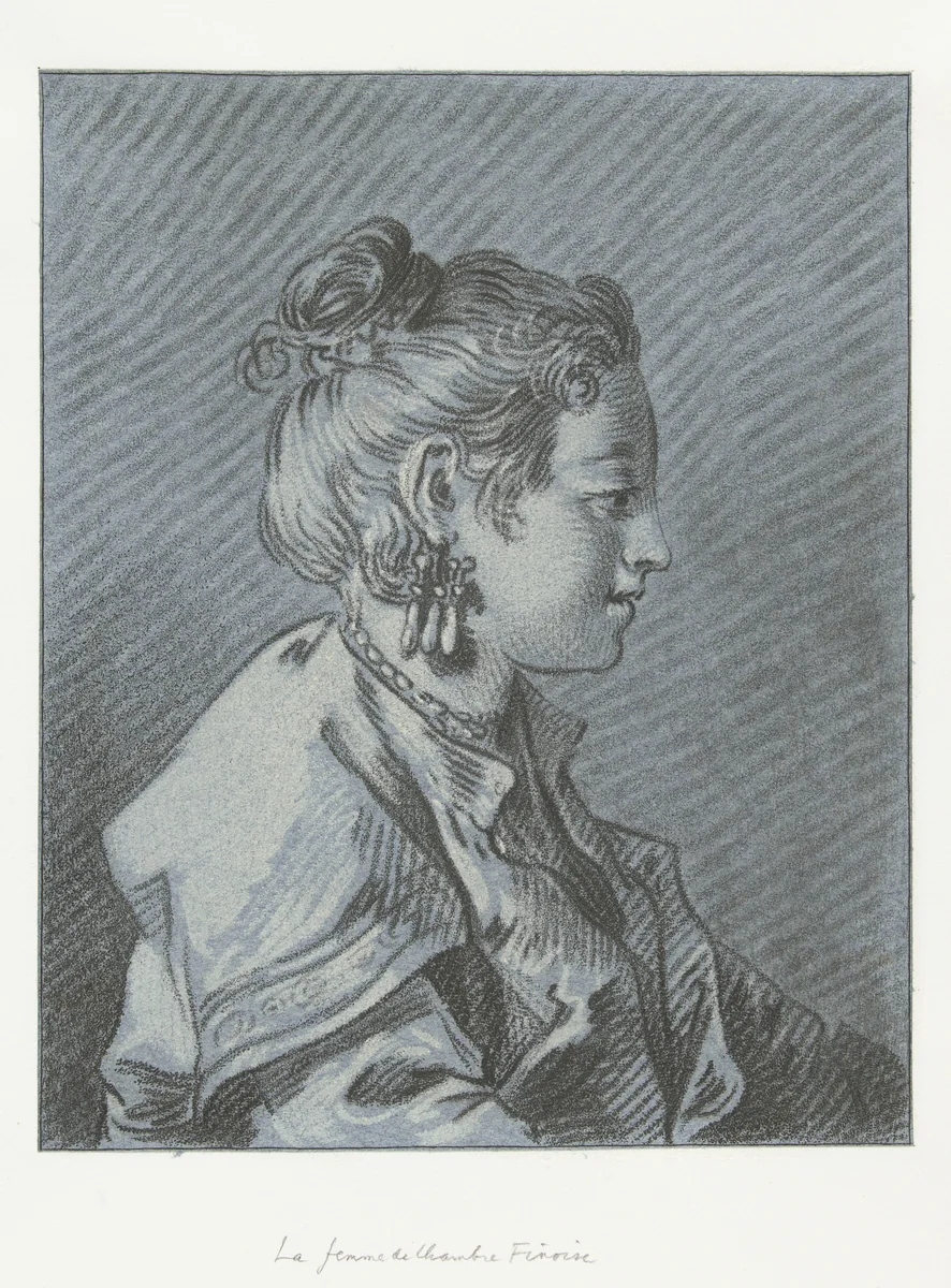 Portret van een Fins kamermeisje by Louis Marin Bonnet, print, 1768