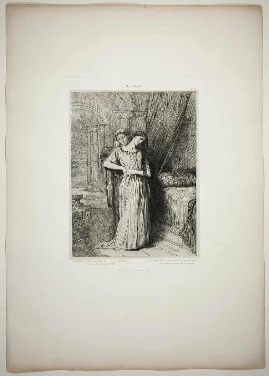 If I Do Die Before Thee, plate eight from Othello by Théodore Chassériau, print, 1844