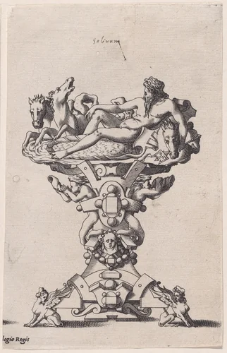 Salt-cellar with Neptune by René Boyvin, print, 1525-1600