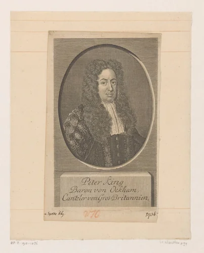 Portret van Peter King by Martin Bernigeroth, print, 1731