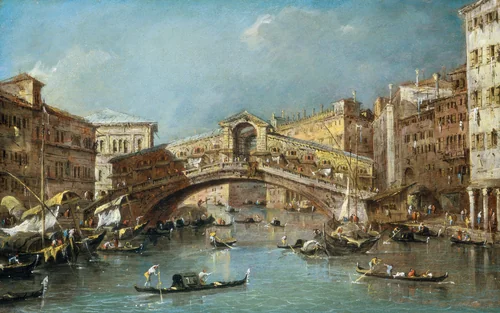 Rialto Bridge, Venice by Francesco Guardi, painting, 1770-1800