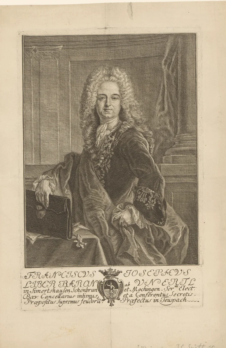 Portret van Franz Joseph Unertl by Franz Späth, print, 1726-1735