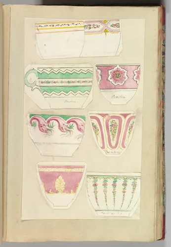 Eight Designs for Decorated Cups by Alfred Forrester, drawing, 1845-1855
