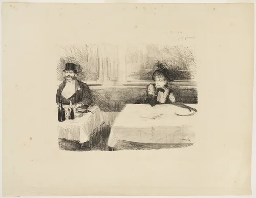 At the Restaurant by Jean-Louis Forain, print, 1890