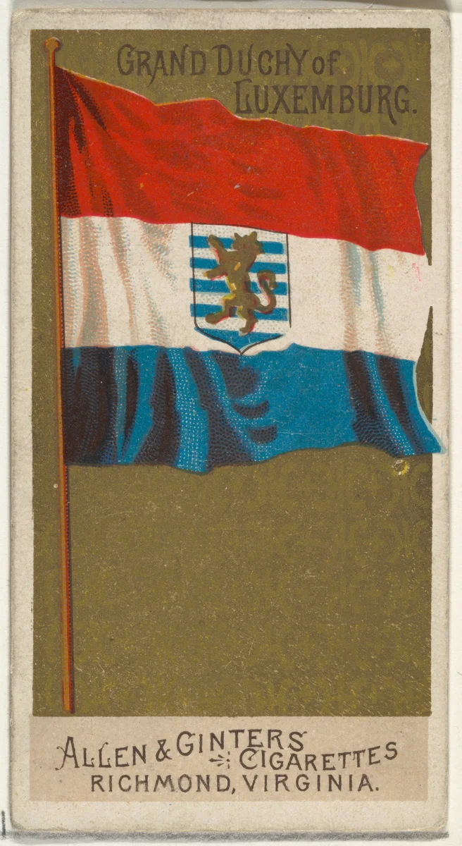 Grand Duchy of Luxemburg, from Flags of All Nations, Series 2 (N10) for Allen & Ginter Cigarettes Brands by Allen & Ginter, print, 1890