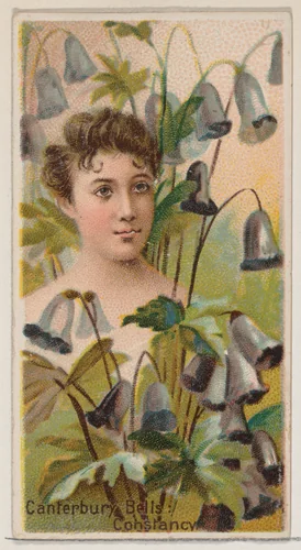 Canterbury Bells: Constancy, from the series Floral Beauties and Language of Flowers (N75) for Duke brand cigarettes by American Tobacco Company, print, 1892