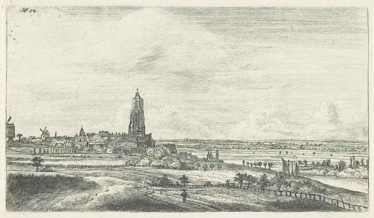 Gezicht op Rhenen by Jan Ruyscher, print, 1648-1663
