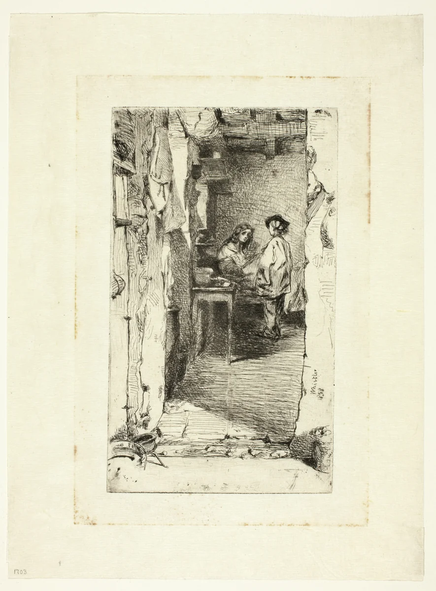Rag Pickers, Quartier Mouffetard, Paris by James McNeill Whistler, print, 1858