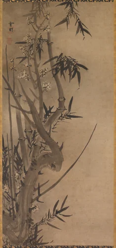 Bamboo and Plum by Sesson Shūkei (雪村周継), painting, 1504-1589