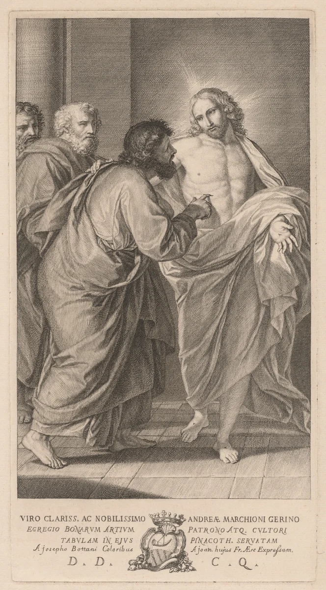 The Incredulity of Saint Thomas by Giovanni Bottani; Giuseppe Bottani, print, 1700-1750