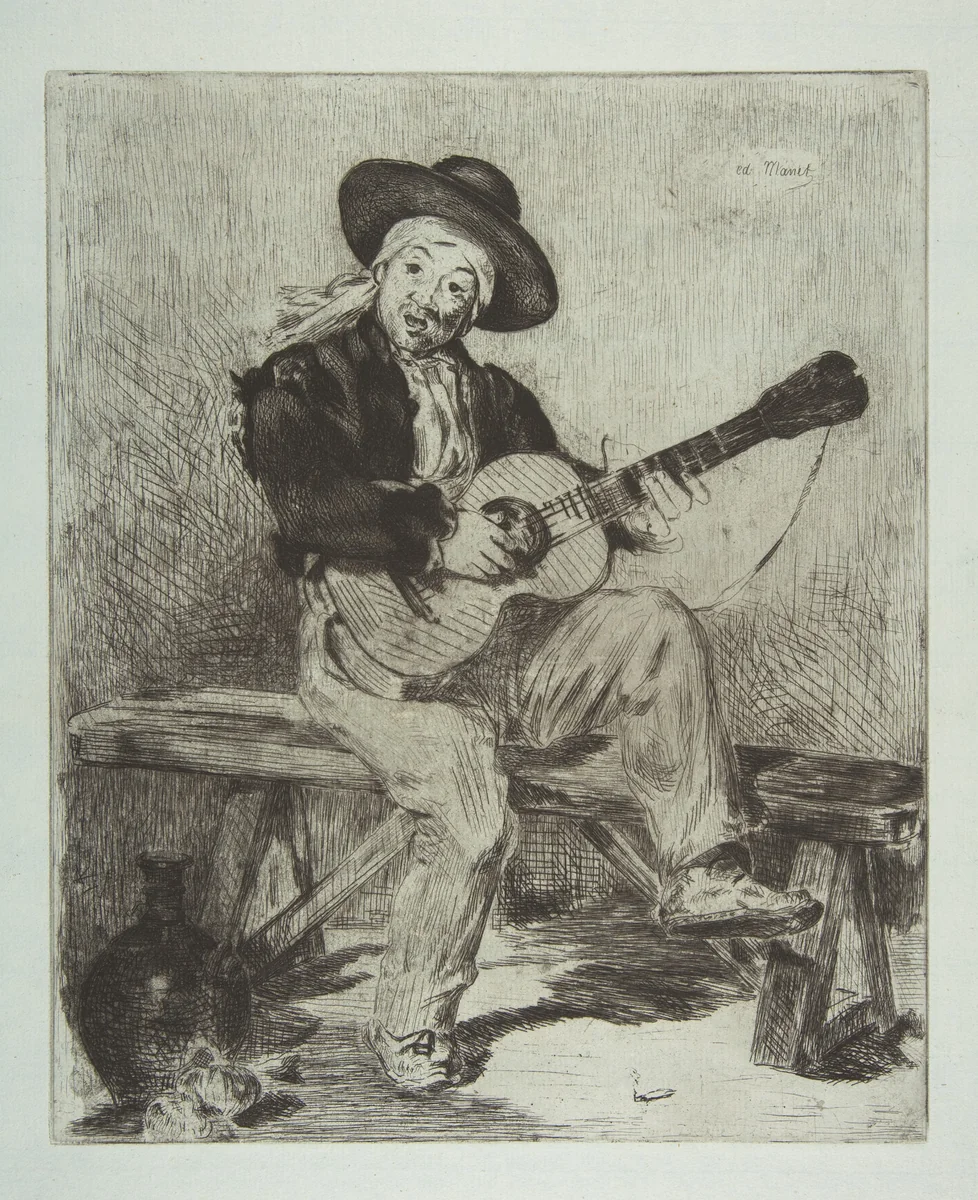 The Spanish Singer (Le Guitarrero) by Edouard Manet, print, 1861-1862