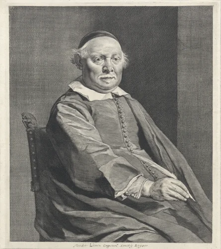 Portret van Lieven Willemsz. van Coppenol by Cornelis Visscher, print, 1658