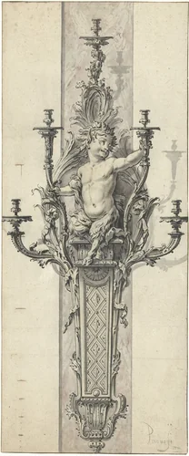 Design for a wall-light by Gilles Marie Oppenort, drawing, 1717