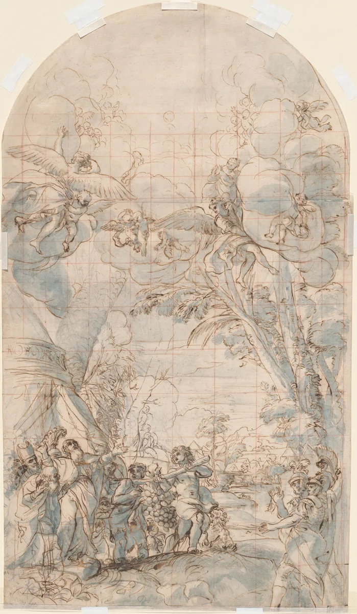 The Spies Returning from Canaan by Giacinto Calandrucci, drawing, 1646-1707