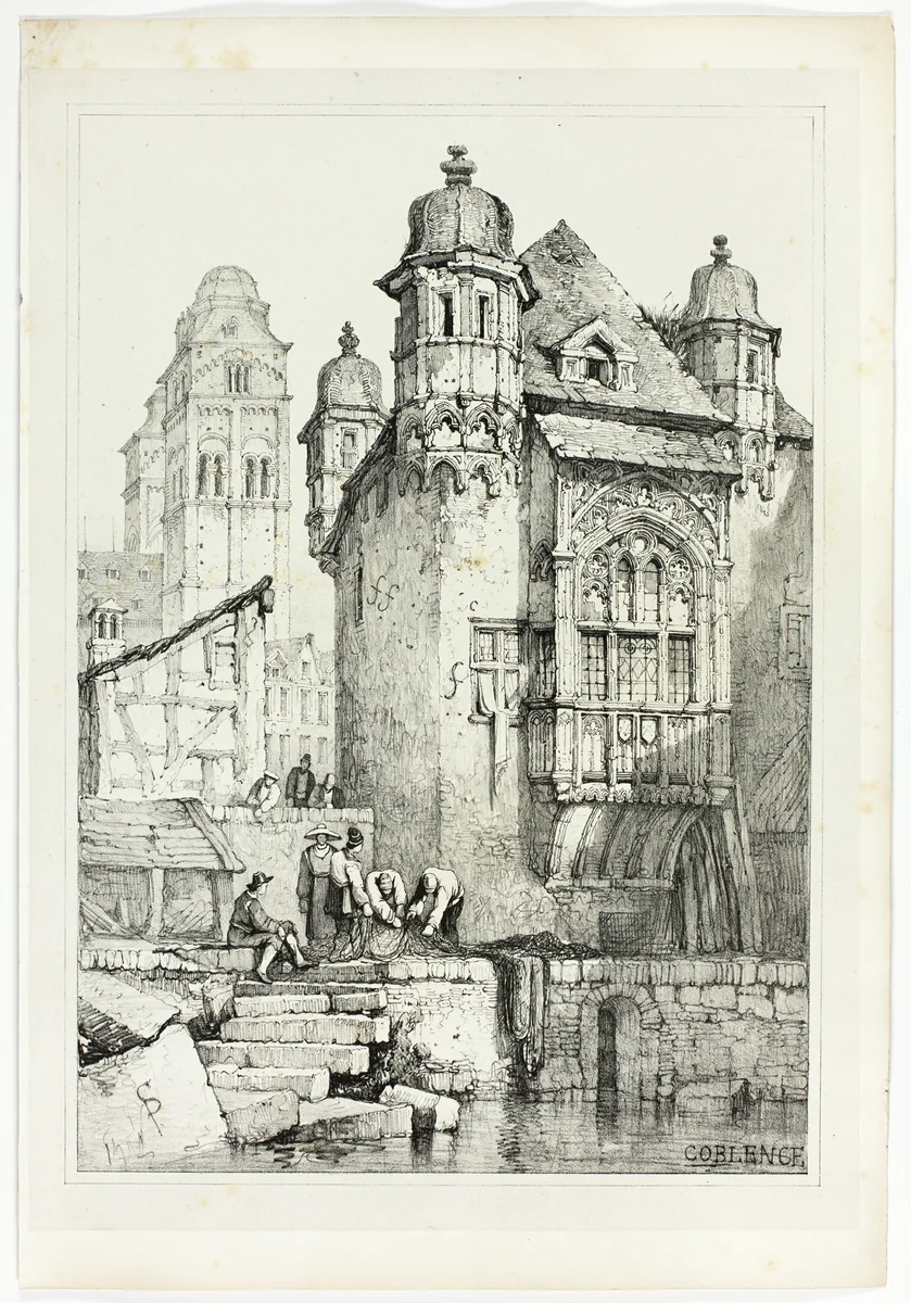Coblence, from Facsimiles of Sketches made in Flanders and Germany by Samuel Prout, print, 1833