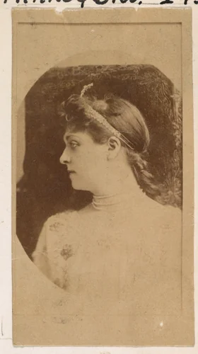 Actress in profile wearing simple headpiece, from the Actresses series (N245) issued by Kinney Brothers to promote Sweet Caporal Cigarettes by Kinney Brothers Tobacco Company, photograph, 1890