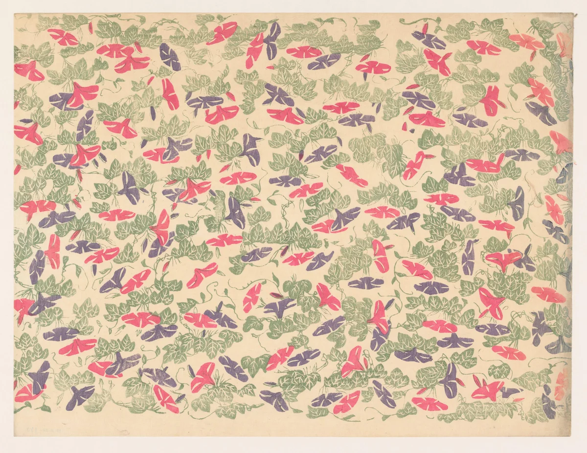 Patroon van bladranken en bloemen van de winde by anonymous, other, 1860-1930