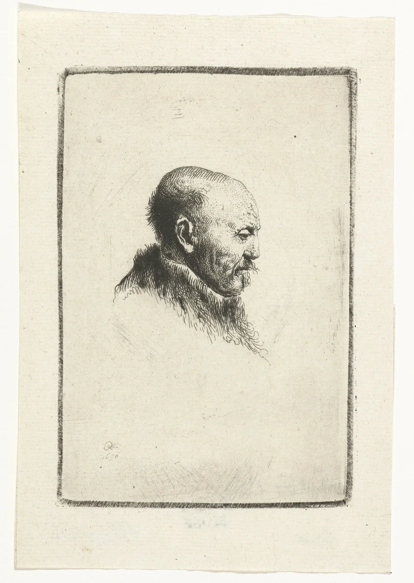 Bald headed man in profile right: the artist's father (?) by Ignace-Joseph de Claussin, print, 1805-1844