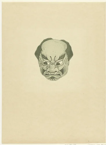 Masker met gezicht van man by Henri Charles Guérard, print, 1895